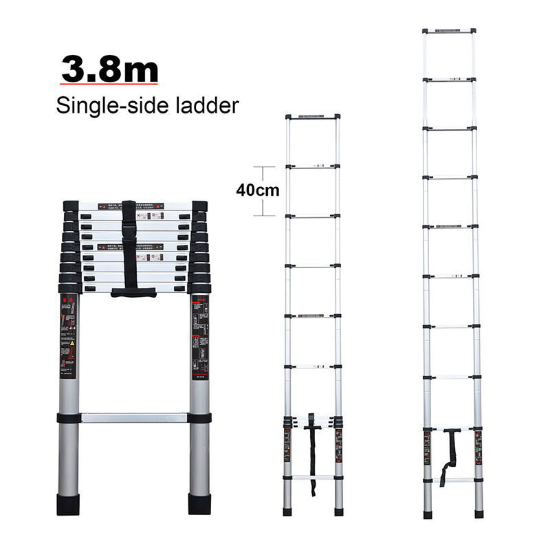 Lightweight Extension Aluminum 3.8 M Telescoping Adjustable 10 Step Car Ladder