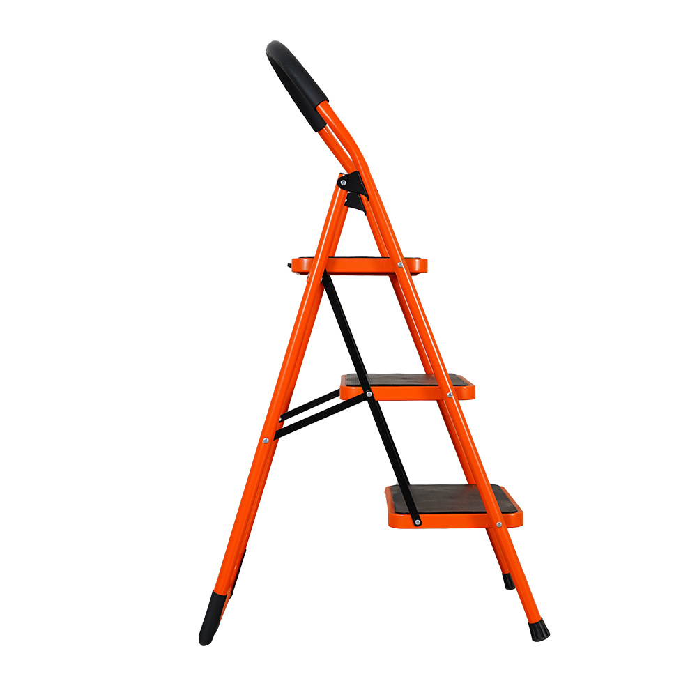 Factory manufacturing Anti-Slip Big Hinge 3 Step Folding Steel Step Stool  ladders with Wide Pedal