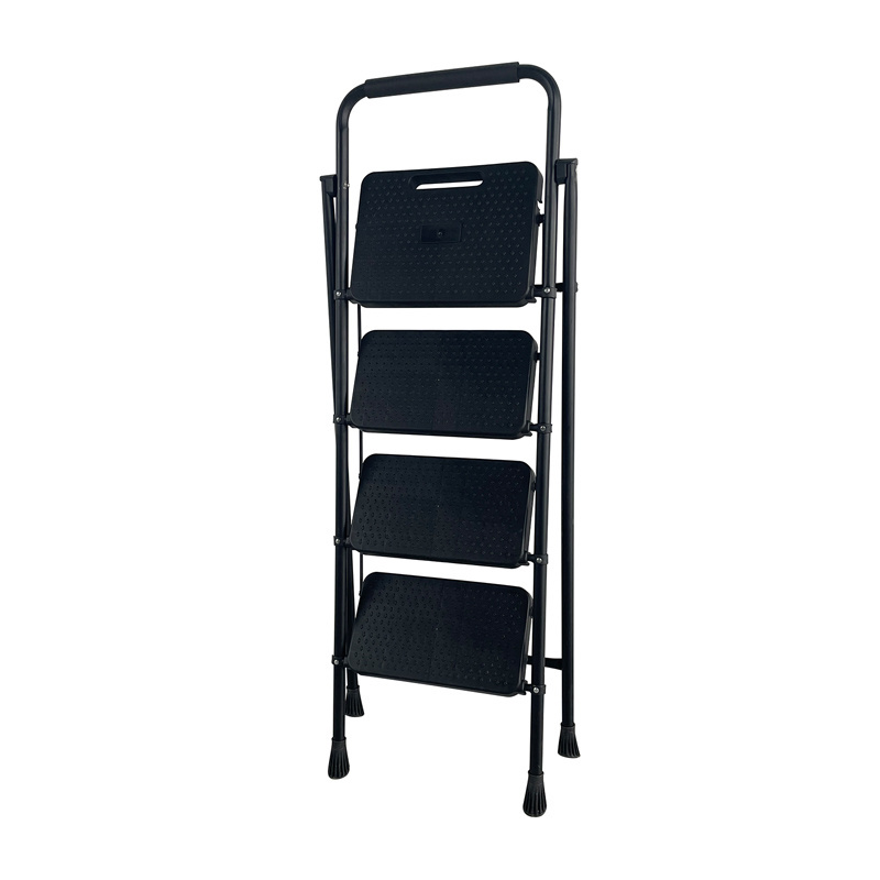 Domestic Ladder with Spring Loaded Locking Mechanism 4 Step Ladder Folding Aluminum Step Stool for Home Kitchen