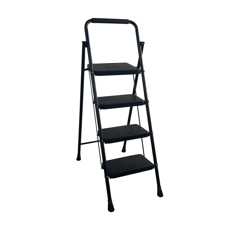 Domestic Ladder with Spring Loaded Locking Mechanism 4 Step Ladder Folding Aluminum Step Stool for Home Kitchen