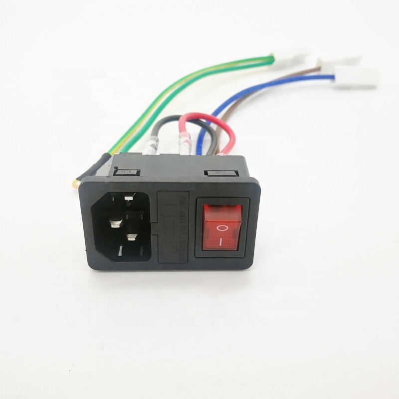 15A 250V Rocker Switch Power Socket Inlet Module Plug 5A Fuse Switch with 18 AWG Wiring 3 Pin IEC320 C14