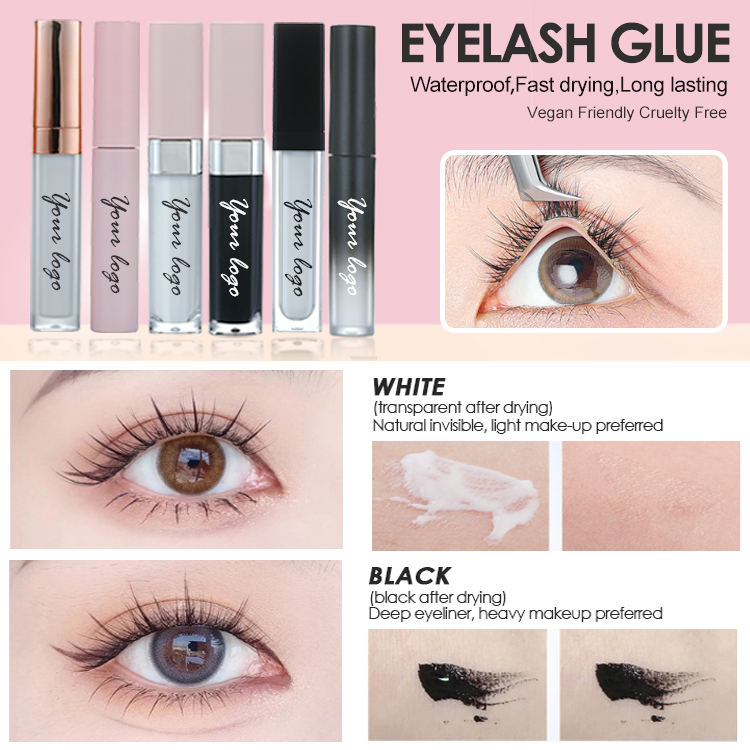 White Black Eyelash Glue Super Strong Hold Eyelash Adhesive Waterproof Eyelash Glue Eyes Lash Glue