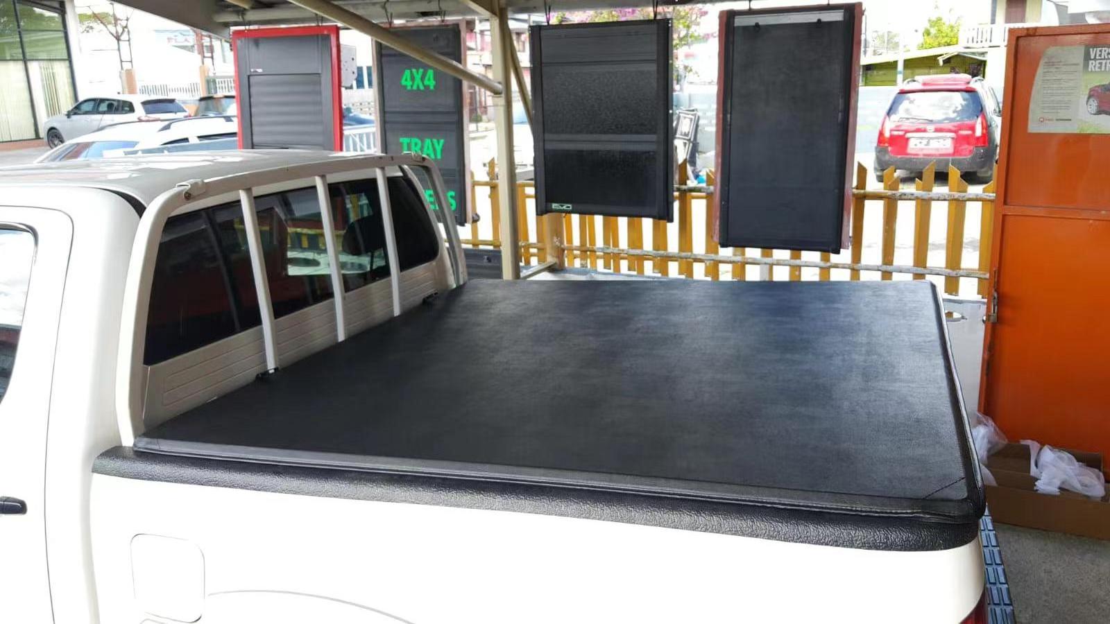 the best pickup truck soft tri-fold cover for toyota hilux Revo dual cab 2015+ hot sale waterproof PVC rear tub lid protection