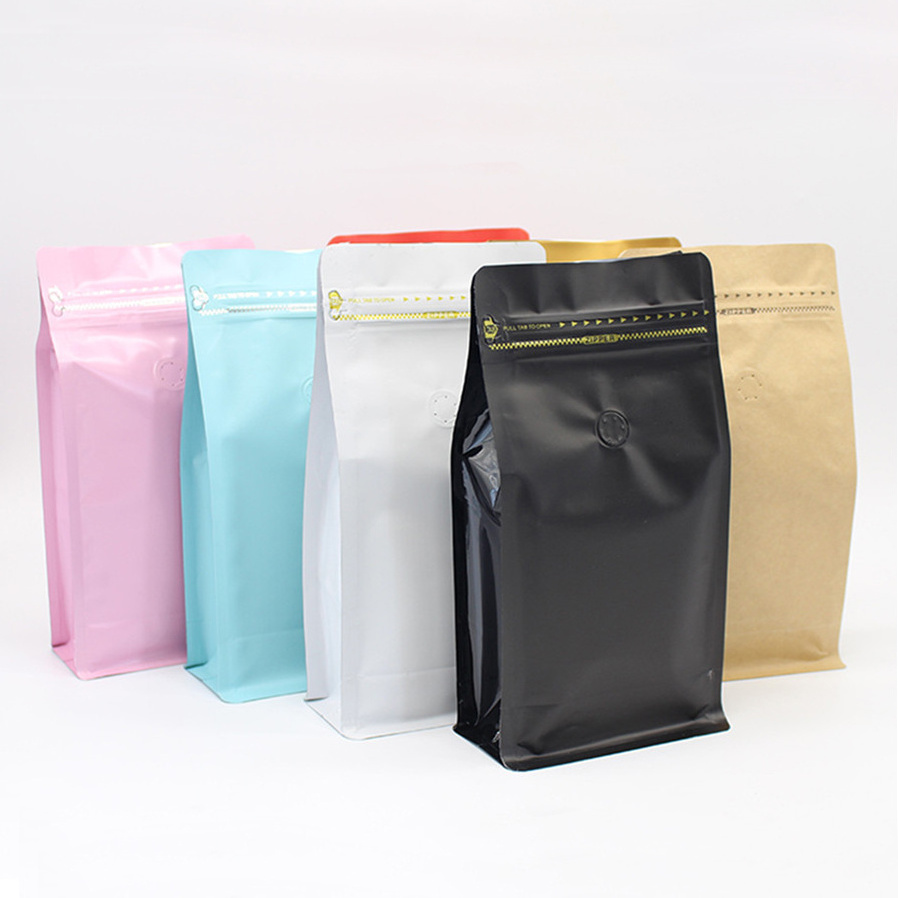 Food Grade Food Grade Packaging Practical Reusable Vented Zip Lock Coffe Bag Packaging With One-Way Valve