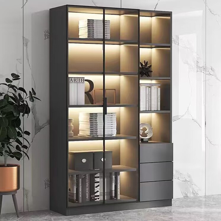 Luxury living room furniture Glass door bookcase Modern storage cabinets Wine display cabinets