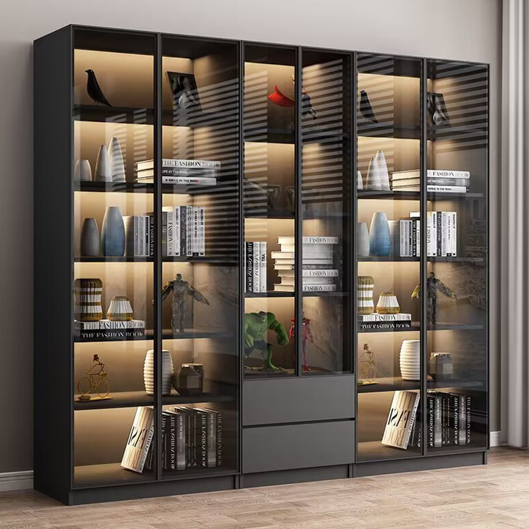 Luxury living room furniture Glass door bookcase Modern storage cabinets Wine display cabinets