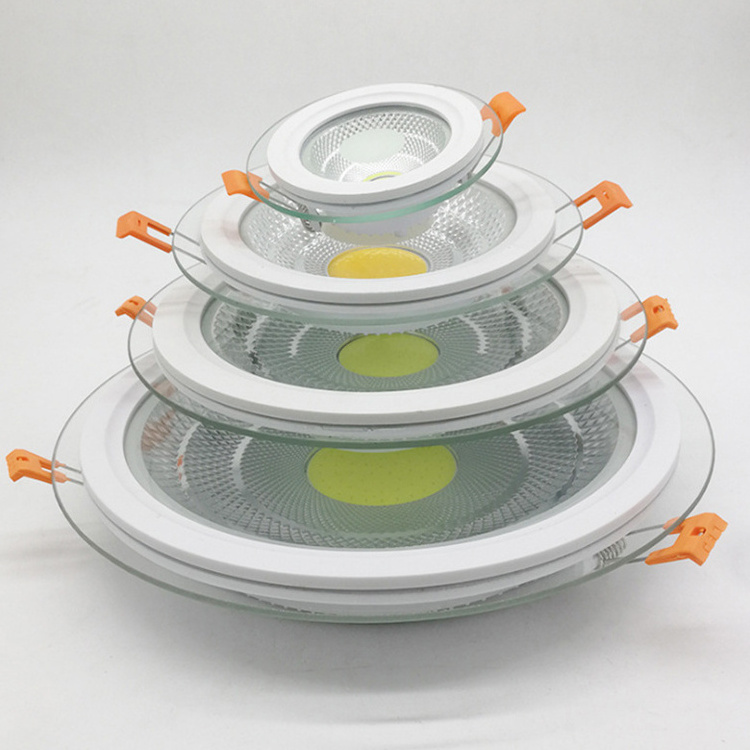 6W/9W/12W/18W/24W Ceiling recessed indoor lighting downlight COB glass double color panel light