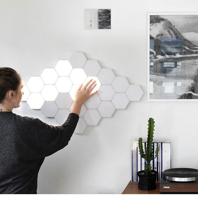 Hexagonal lamp modular touch sensor lamp magnetic rhombus creative decoration wall quantum night light