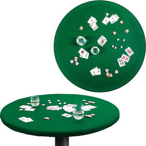 Felt Card Table Game Cover Round Tablecloth Elastic Poker Table Cover Topper Protector Mat for Table