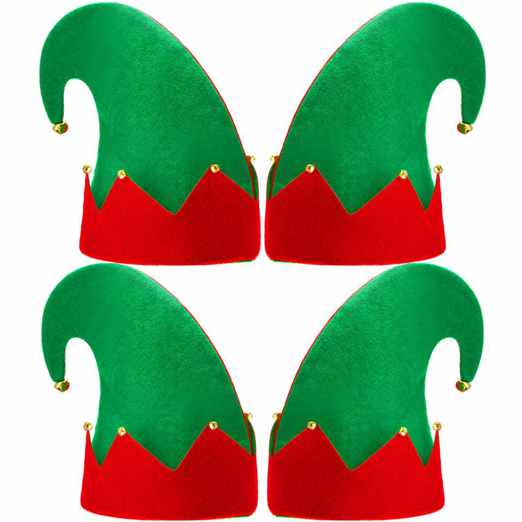 Xmas Christmas Elf Felt Hat Santa's Helpers Elf hat with Bells For Holiday Party Costume Favors Gifts Accessories