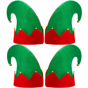 Xmas Christmas Elf Felt Hat Santa's Helpers Elf hat with Bells For Holiday Party Costume Favors Gifts Accessories