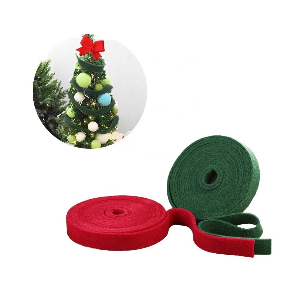 Red and Green Wool Felt Christmas Ribbon for DIY Christmas Tree Crafts or Other Christmas Decorations