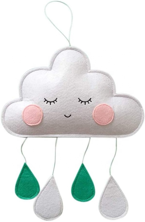 Cloud Raindrop Hanging Decorations Felt Baby Mobile for Baby Room Nursery Decor