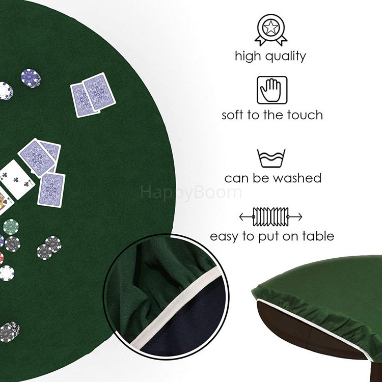 Elastic Edge Green poker table cloth Felt Table Cover for Poker Puzzles Board card Games Fits 36 Inch to 48 Inch Round Table