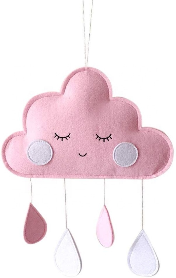 Cloud Raindrop Hanging Decorations Felt Baby Mobile for Baby Room Nursery Decor