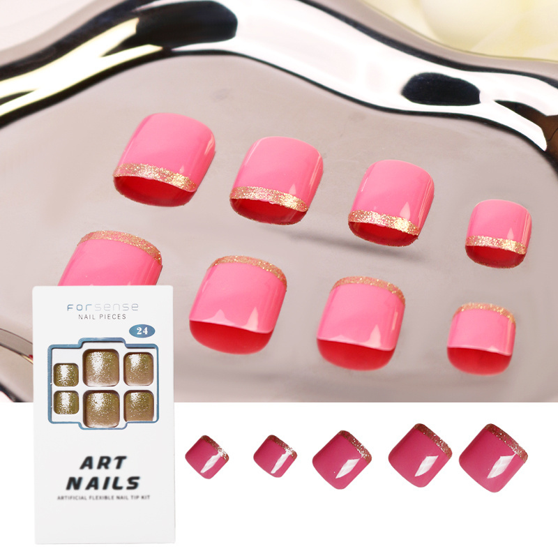 full cover square french toe nail designs glitter press on toenails acrylic false nails tips foot fake nail feet for women girls