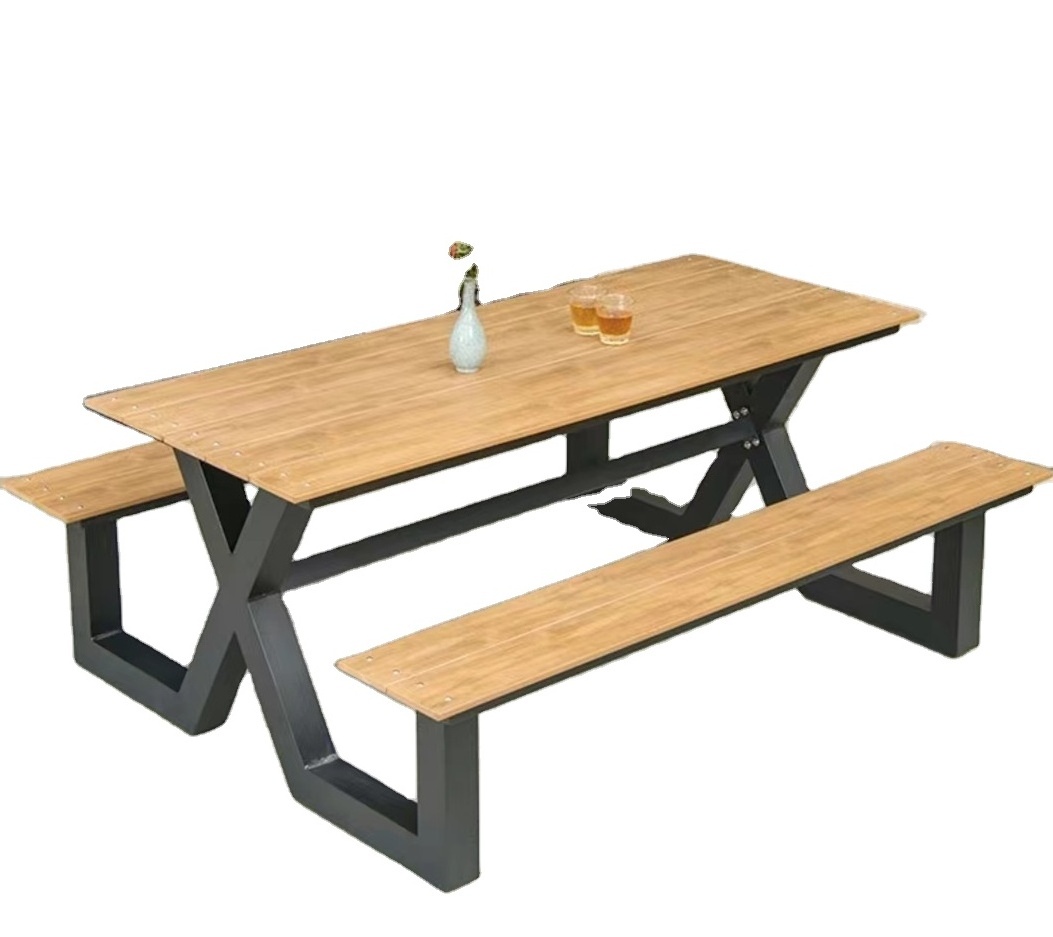 Modern design park outdoor wooden picnic table bench patio furniture set outdoor dinning table