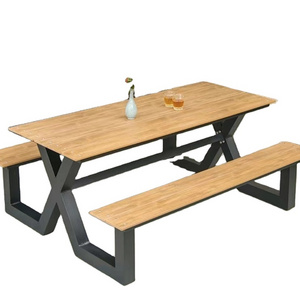 Modern design park outdoor wooden picnic table bench patio furniture set outdoor dinning table