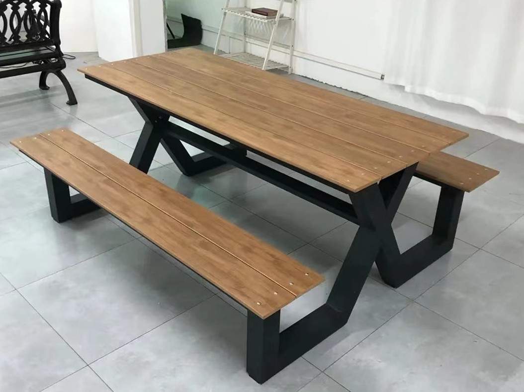 Modern design park outdoor wooden picnic table bench patio furniture set outdoor dinning table