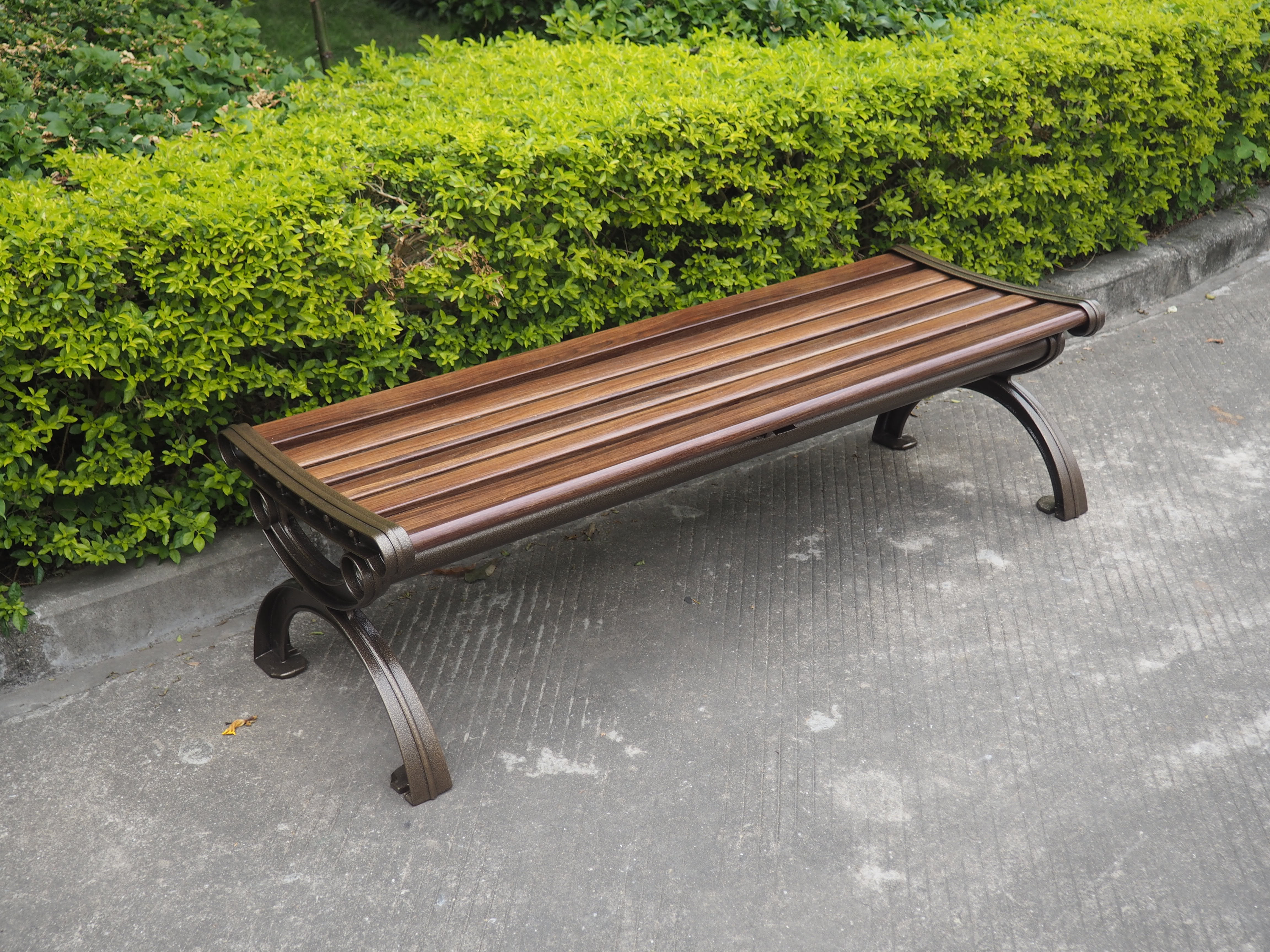 Outdoor wood-plastic composite top seating table set garden furniture outside glass fiber picnic park bench