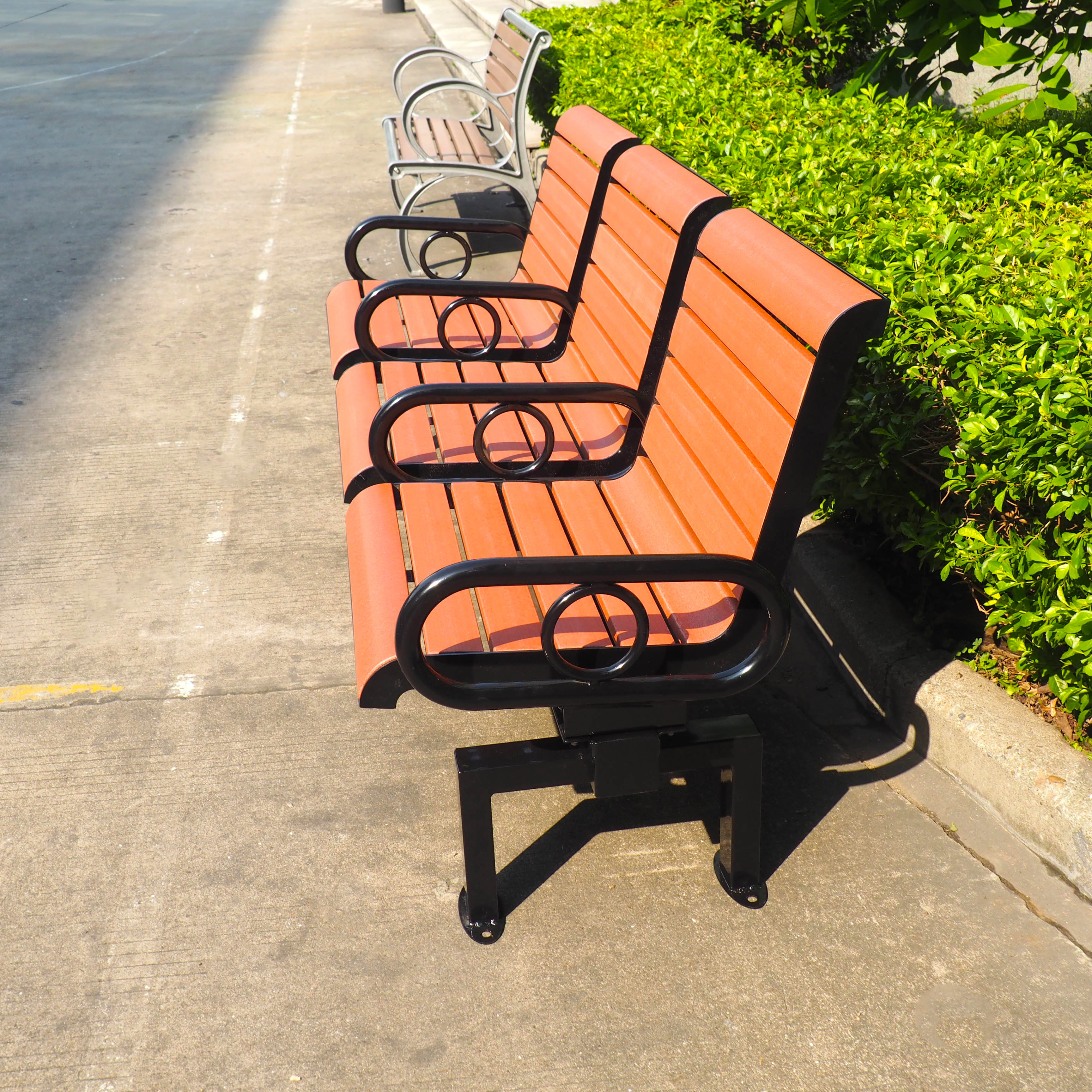 304 stainless steel chair bench leg and plastic wood slats new design outdoor modern park bench