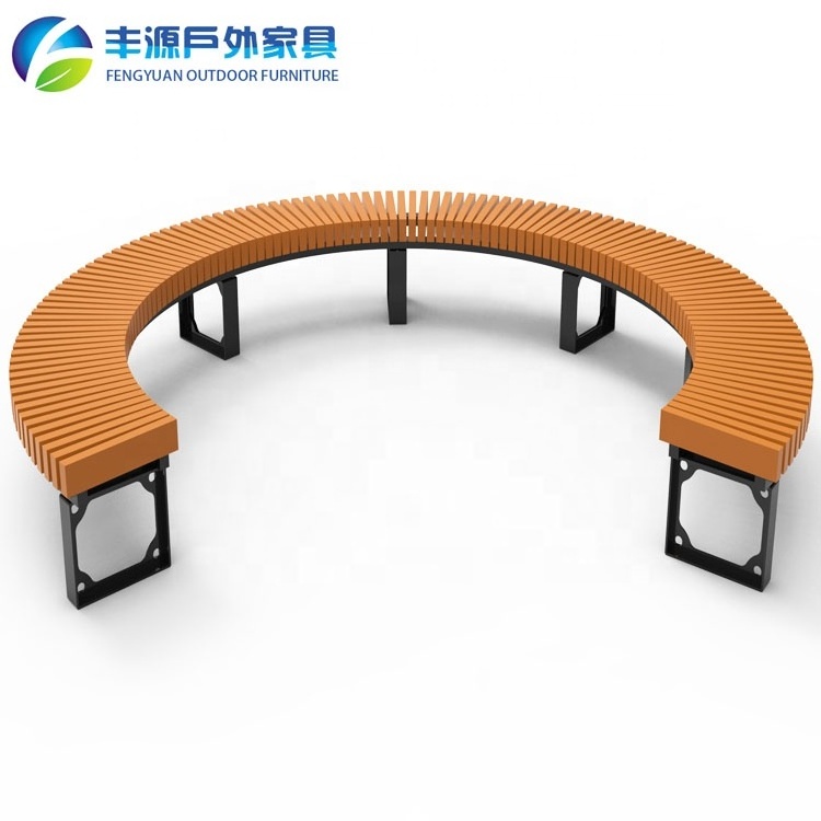 Customized PE Recycled Plastic Round Tree Chair Square Commercial Street Public Place Furniture High quality Metal PE Benches