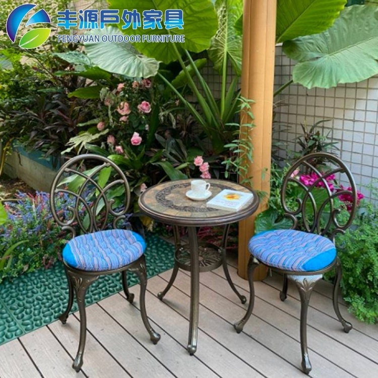 Cast Aluminum Balcony Table and Chair Combination Outdoor Garden Chair European Outdoor Terrace Courtyard Small Coffee Table