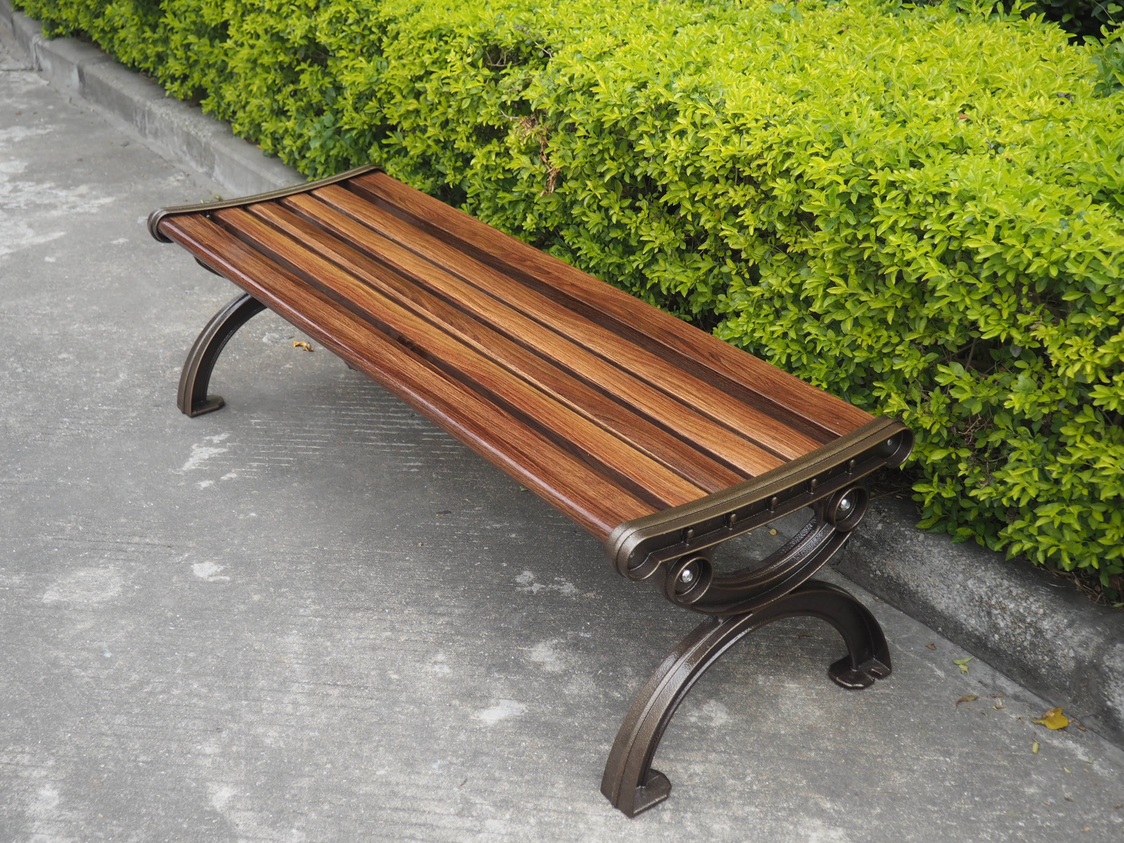 Outdoor wood-plastic composite top seating table set garden furniture outside glass fiber picnic park bench