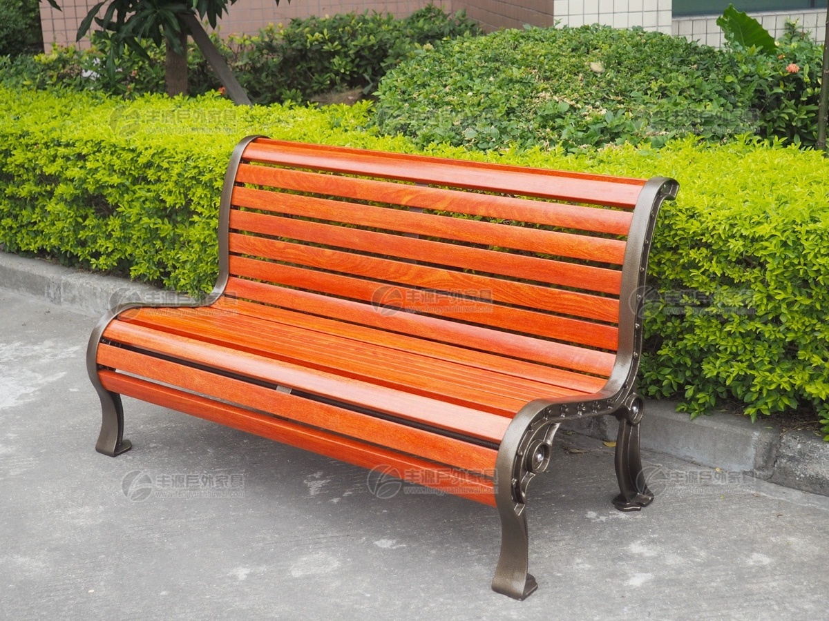 Classic Garden Bench Wooden Outdoor Glass Fiber and Cast Aluminum legs Garden Bench Wooden Outdoor Bench