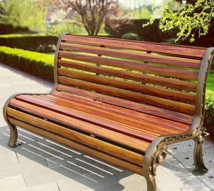 Classic Garden Bench Wooden Outdoor Glass Fiber and Cast Aluminum legs Garden Bench Wooden Outdoor Bench