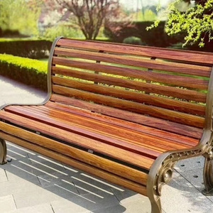 Classic Garden Bench Wooden Outdoor Glass Fiber and Cast Aluminum legs Garden Bench Wooden Outdoor Bench