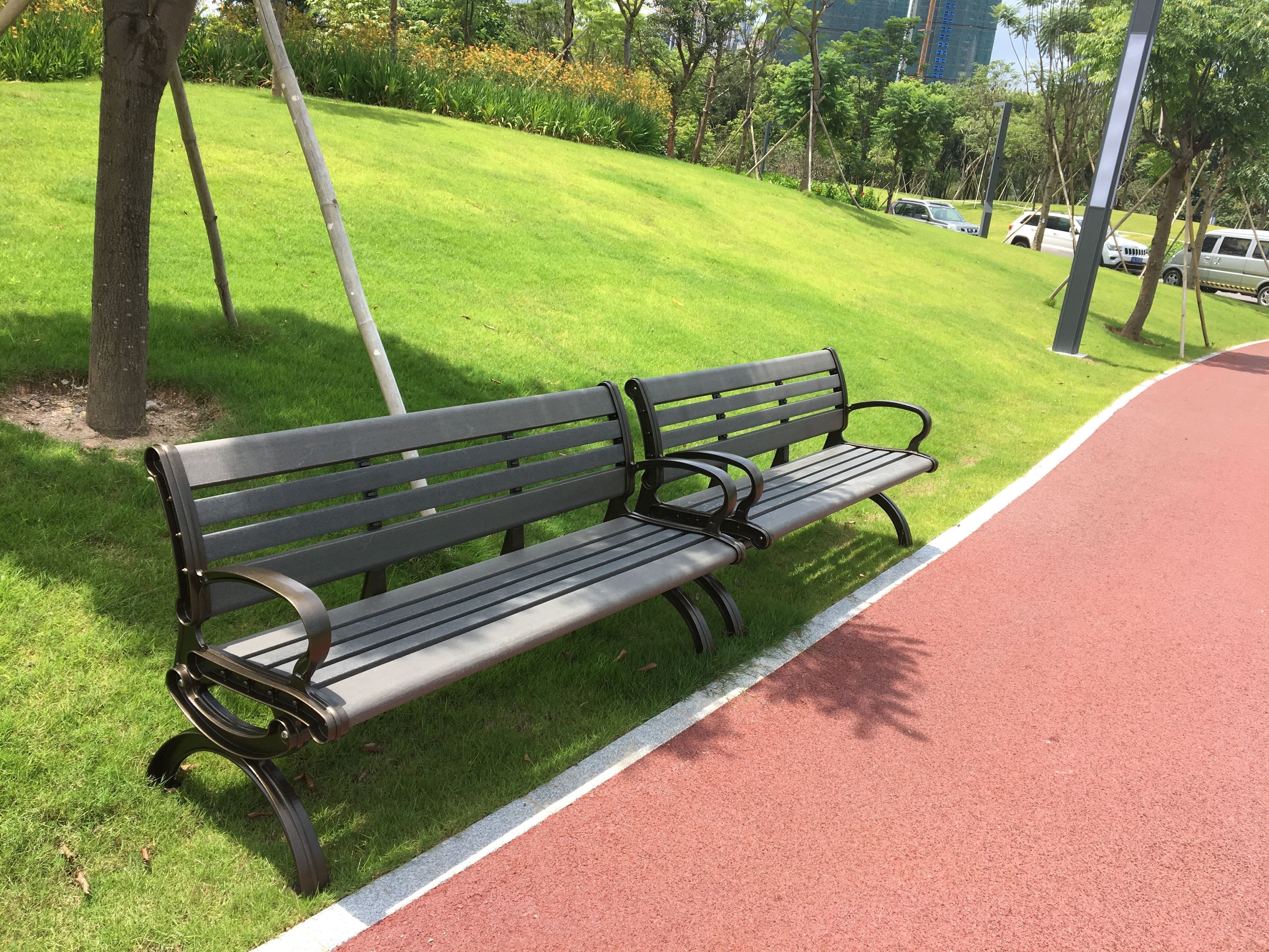 Promotion Factory wholesale patio public street furniture bench with cast aluminum leg wooden garden park benches