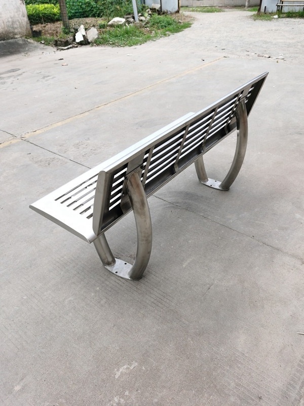 Urban outdoor antique  stainless steel public long bench chair shopping mall metal steel bench