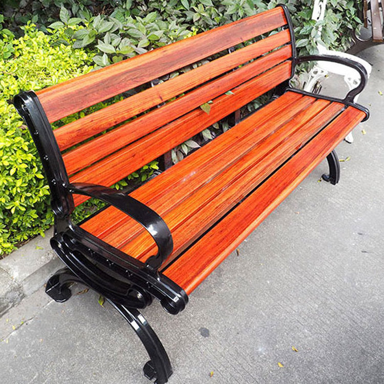 Wood plastic composite outdoor furniture bench with cast aluminum garden bench legs