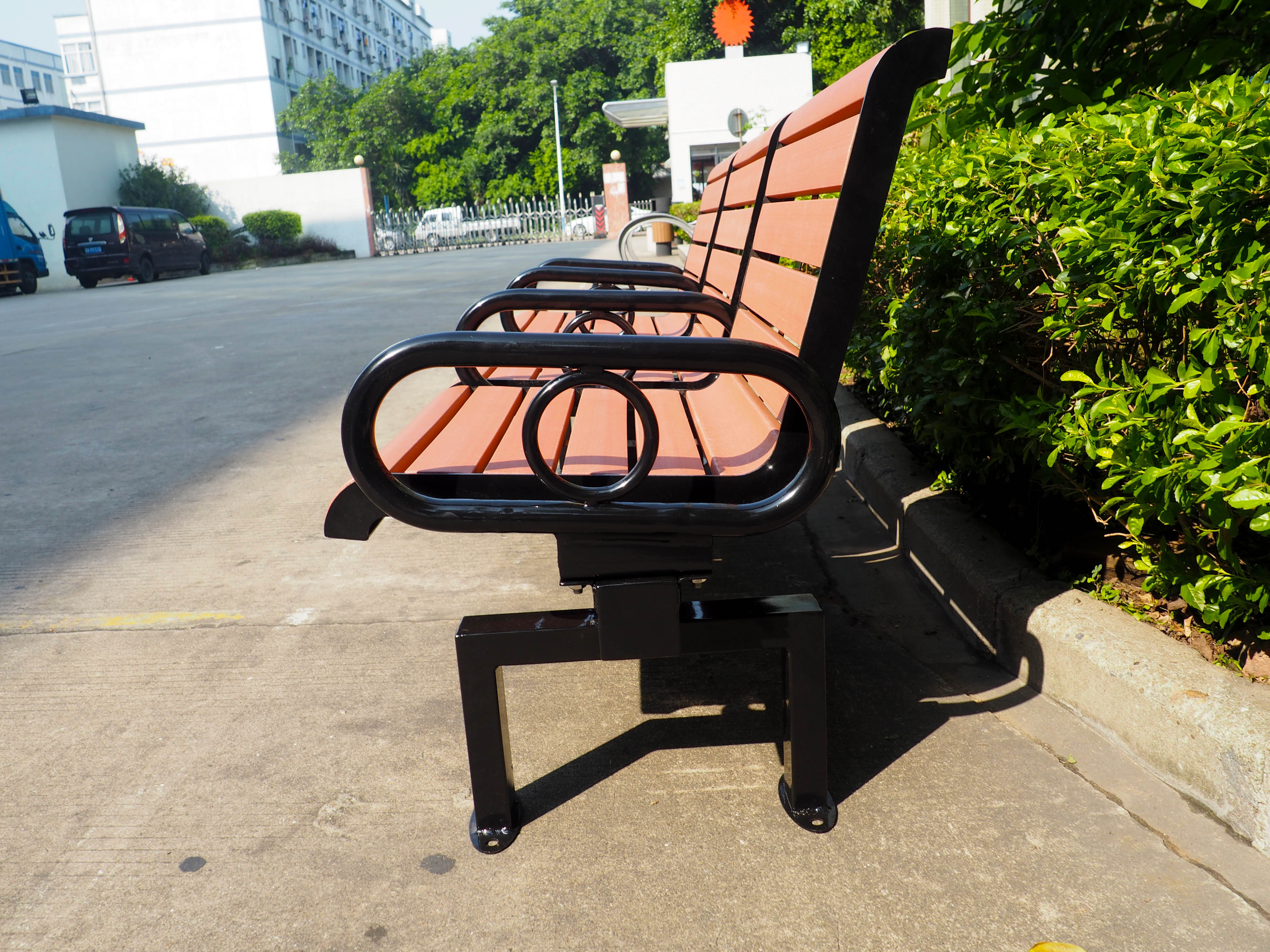 304 stainless steel chair bench leg and plastic wood slats new design outdoor modern park bench