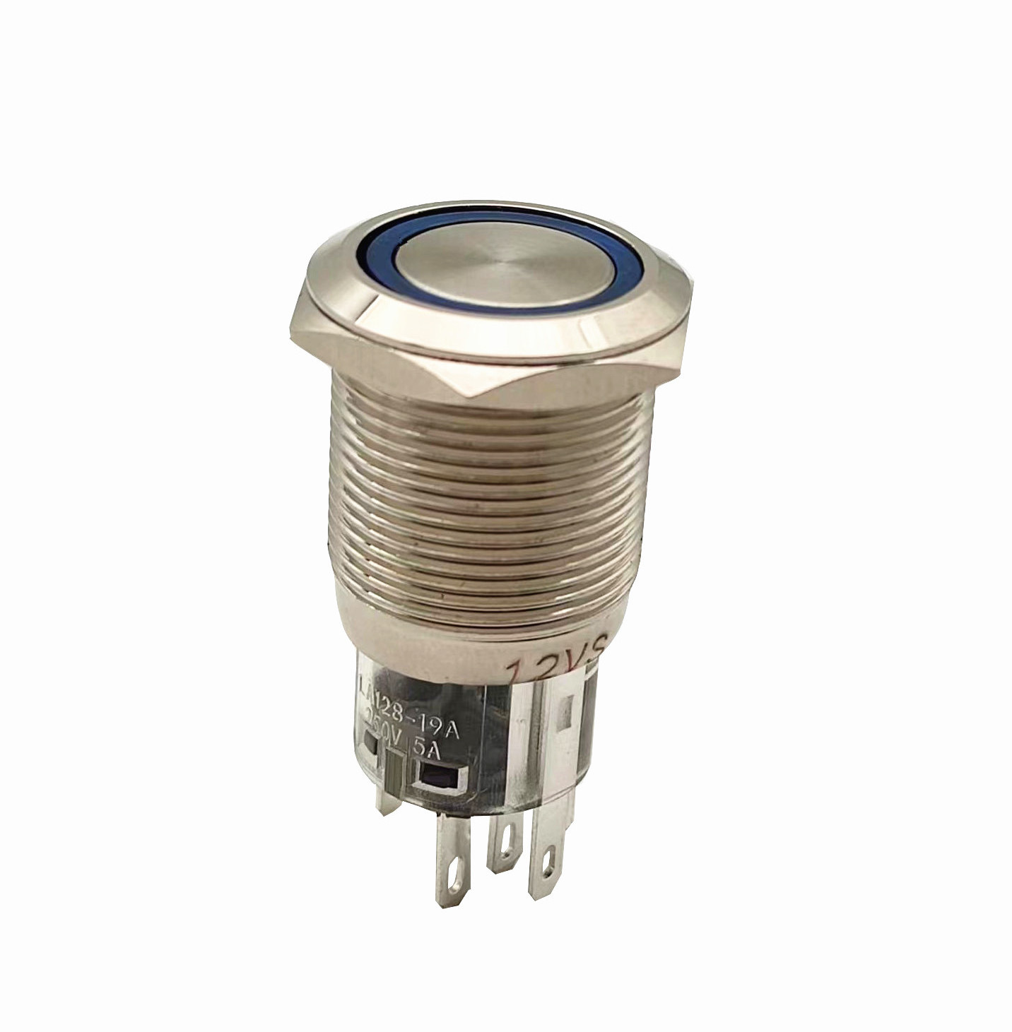 Customer trust high quality  12V/24V 19mm  Mounting Hole  5pin  IP67 momentary latching metal  push button switch