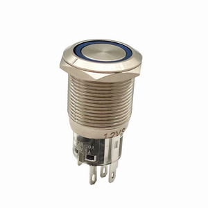 Customer trust high quality  12V/24V 19mm  Mounting Hole  5pin  IP67 momentary latching metal  push button switch