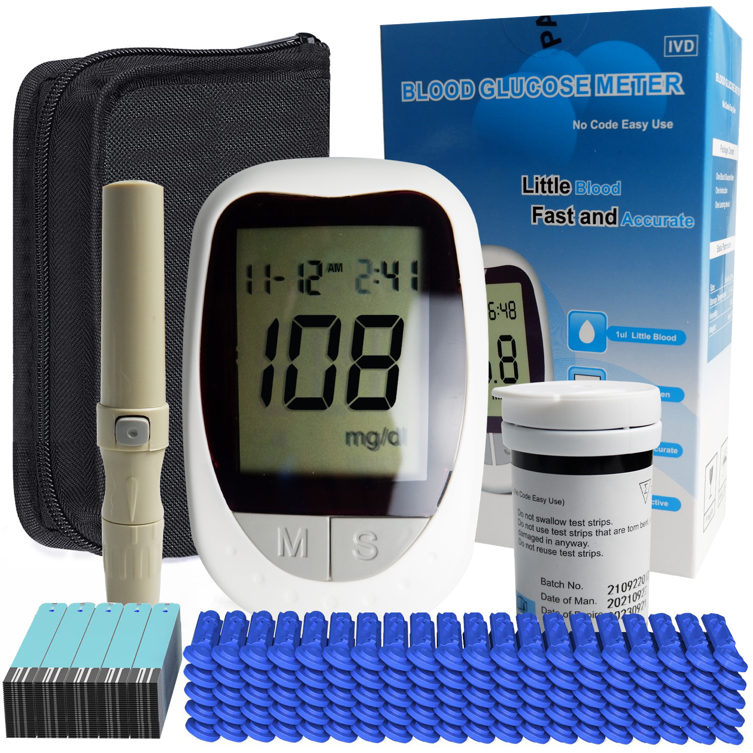 Digital Intelligent Blood Glucose Meter Household Blood Sugar Testing Equipment / Ce Diabetes Glucometer