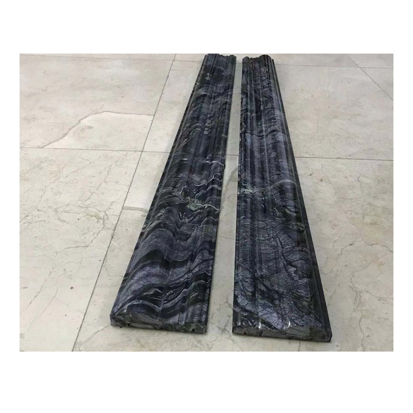 High Quality Ancient Wood Grain Marble Black Pencil Liner Border Tile Flooring