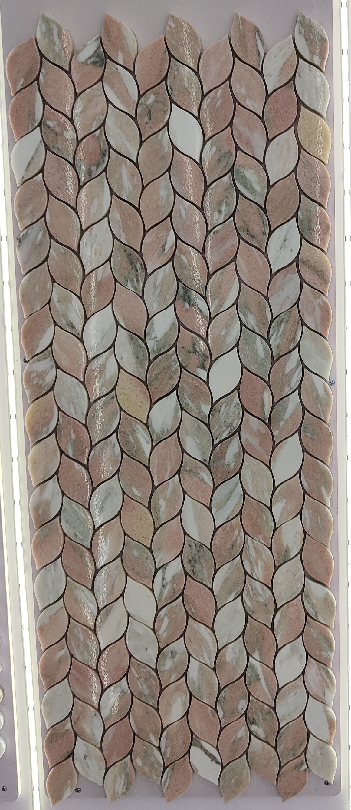 Manufacturer Prefab Pink Marble Strip Mosaic Tile With Marble Pattern For Wall Decoration