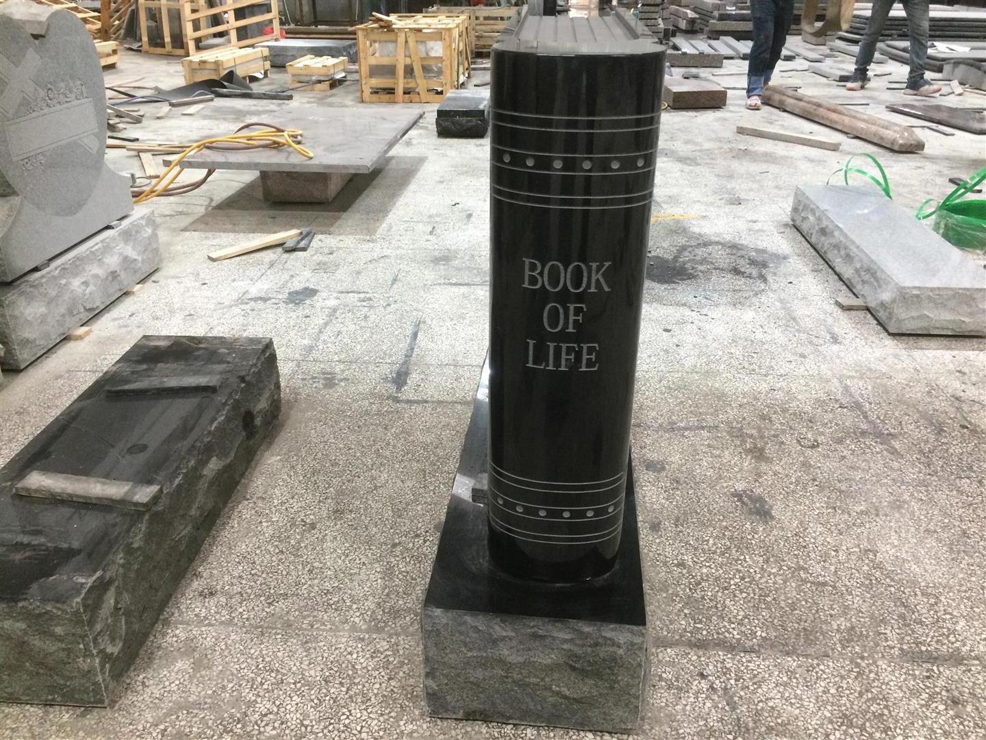 Black Granite Marble Stone Book Shape Bible Style Headstones Prices For Graves