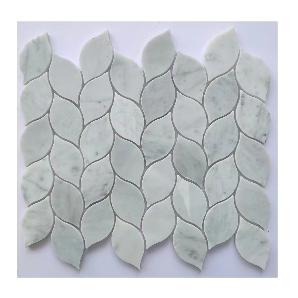 Carrara White Marble Stone Leaf Shaped Mosaic Tile Backsplash For Wall Decoration Bathroom Kitchen