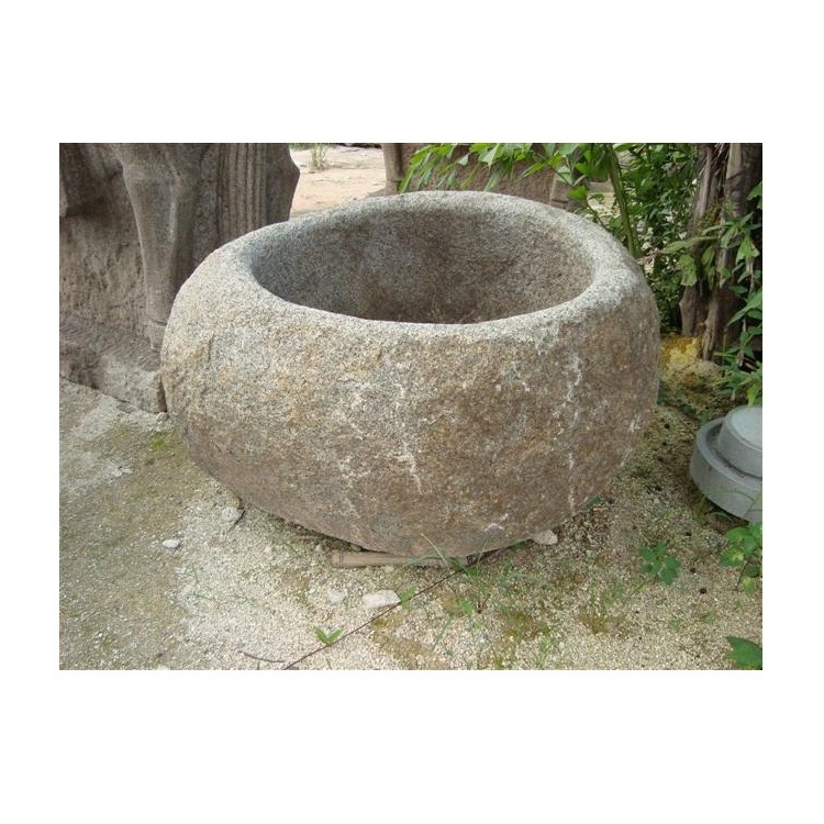 Antique 40cm Garden Pots Japanese Granite Stone Bowl