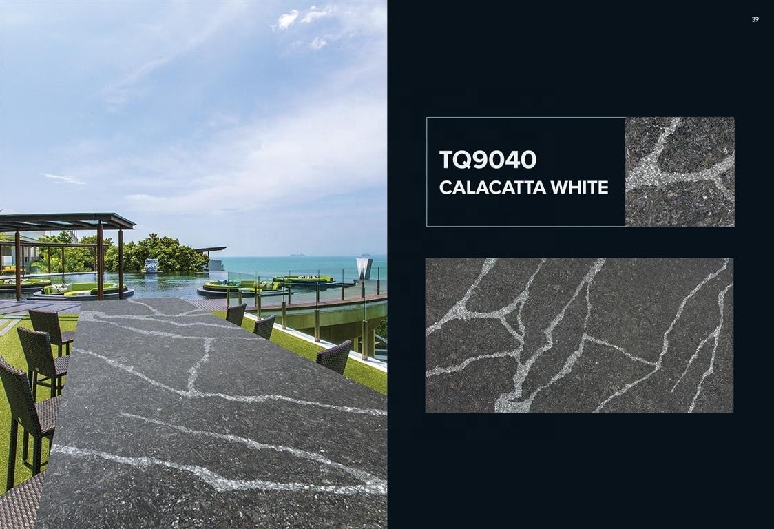 Synthetic Calacatta Grey Marble Countertop Quartz Slab