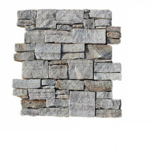 Golden Vein Quartz Cement Sandwich Wall Stacked Stone Veneer Panel