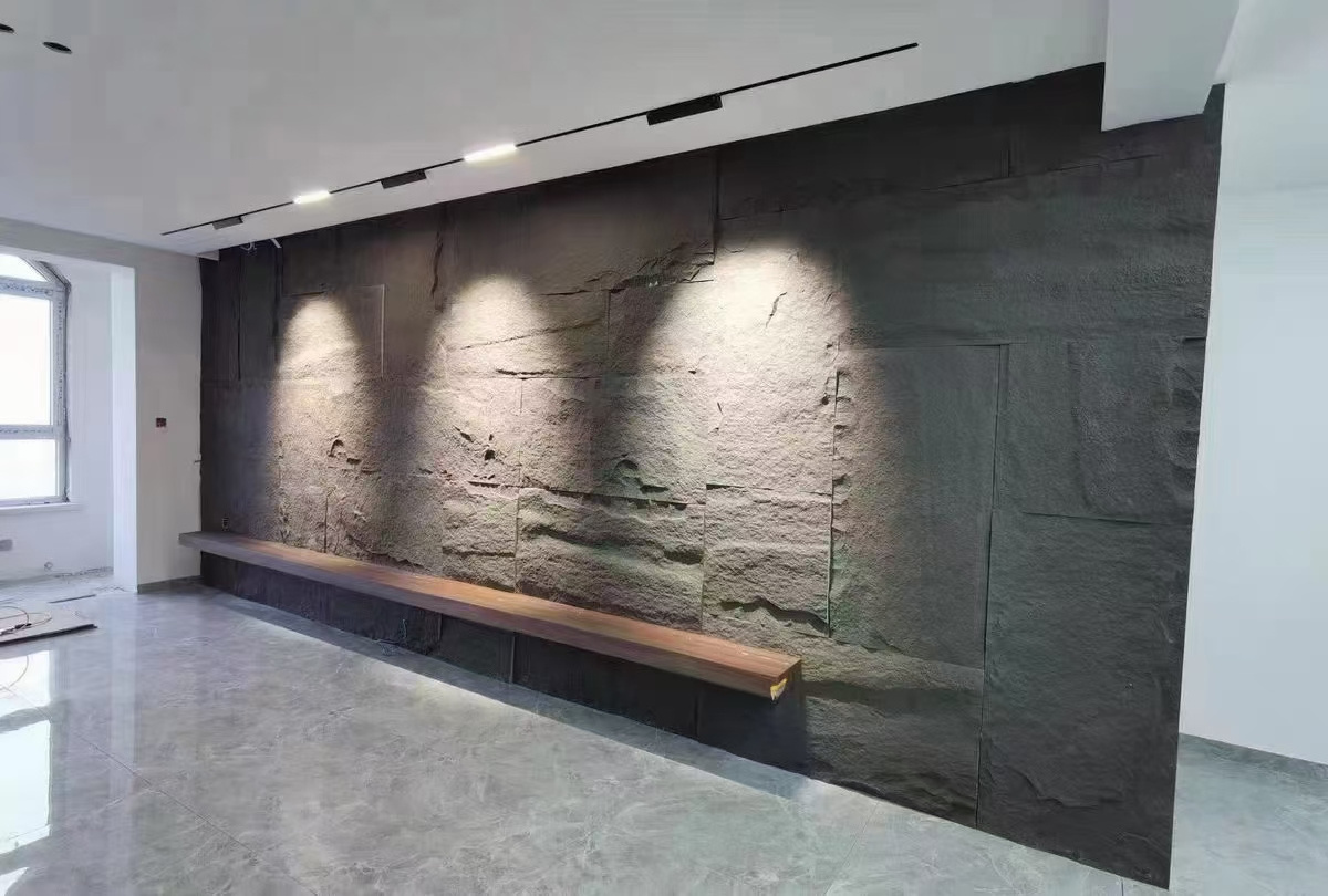 Luxury PU Faux Artificial Light Weights Slate Stone One Panel One Wall Rock Stone Wall Elevation Panel