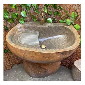 Natural River Rock Cobble Stone Farm House Bathroom Patio Bowls Sink Washbasin Pedestal