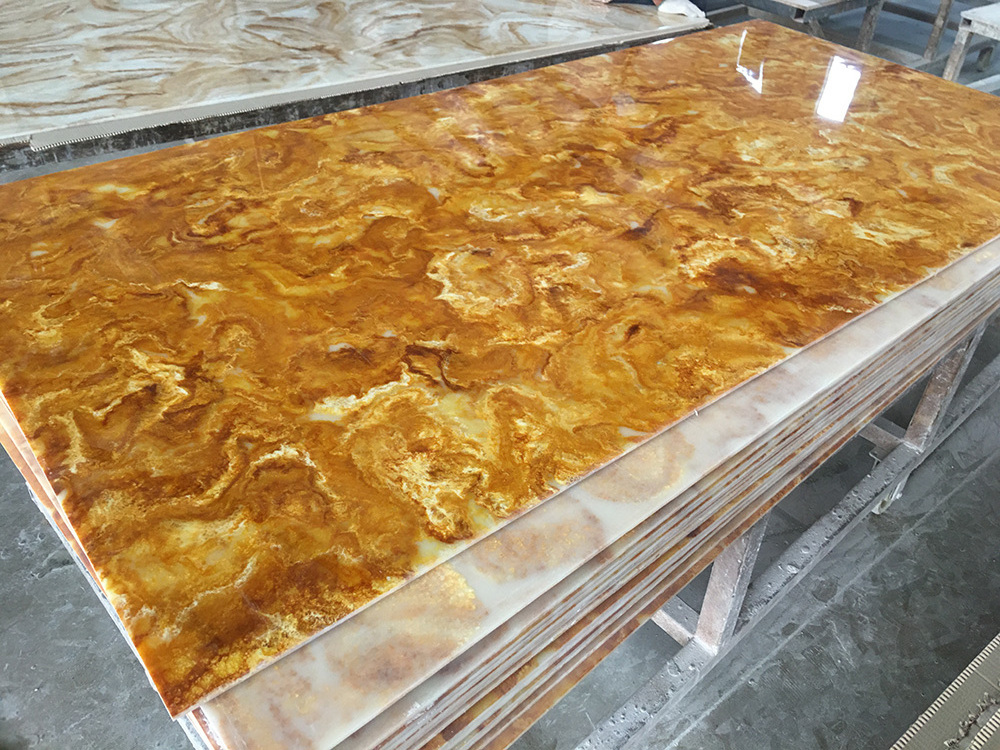 Wall Modern China Translucent Artificial Backlit Yellow Onyx Marble