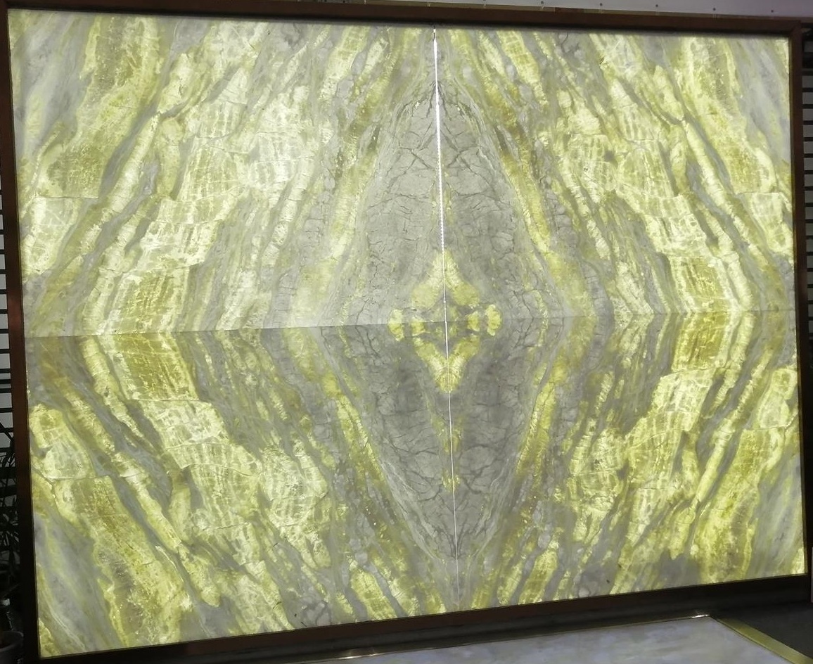 Top Popular China Illuminated Decoration Book Match Green Onyx Marble Stone Slabs