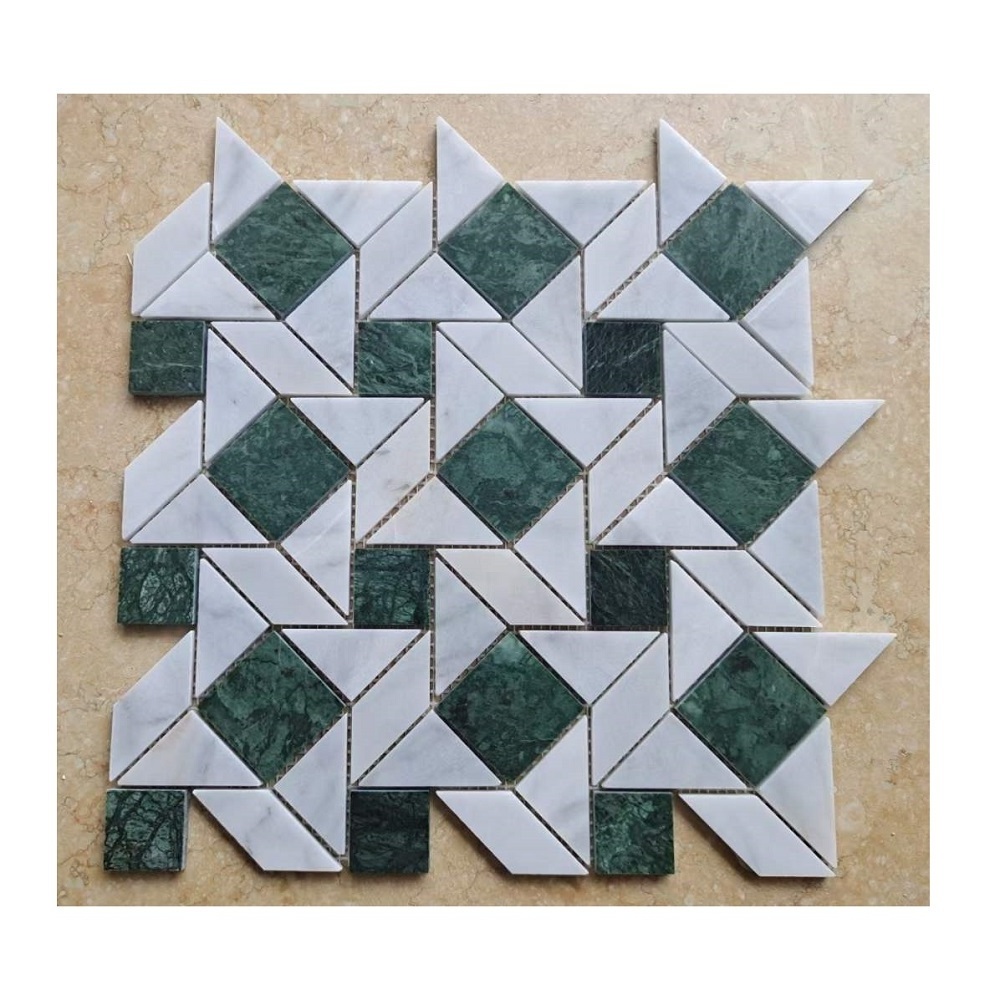 Waterjet Carrara White Marble Mosaic Tile Backsplashes For Kitchen And Bathroom Wall Decoration